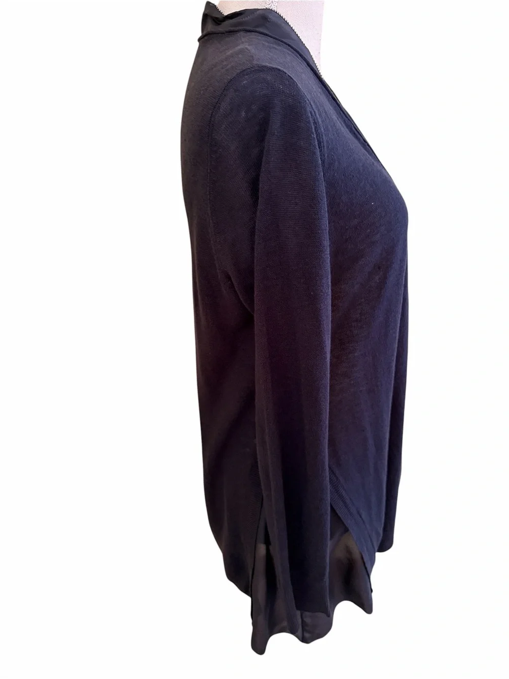 Eileen Fisher Black Lightweight Black Linen/Silk Open-Front Cardigan Sweater M